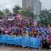 ▲國際蘭馨交流協會響應國際終止婦女受暴日，展開全國各分會連線遊行活動。（圖／記者陳立驌攝）