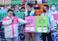 ▲臺灣外送產業權益協進聯盟、全國外送產業工會及臺中市外送平台服務產業工會共同發布聯合聲明,表達反對Grab併購Foodpanda立場。(圖/臺灣外送產業權益協進聯盟提供)